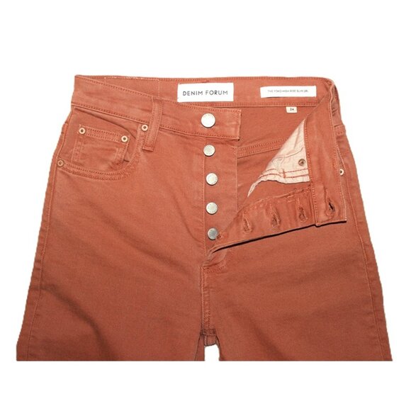 ARITZIA Denim Forum The Yoko High Rise Slim Jean in Terracotta - W24/L28 - Picture 8 of 13